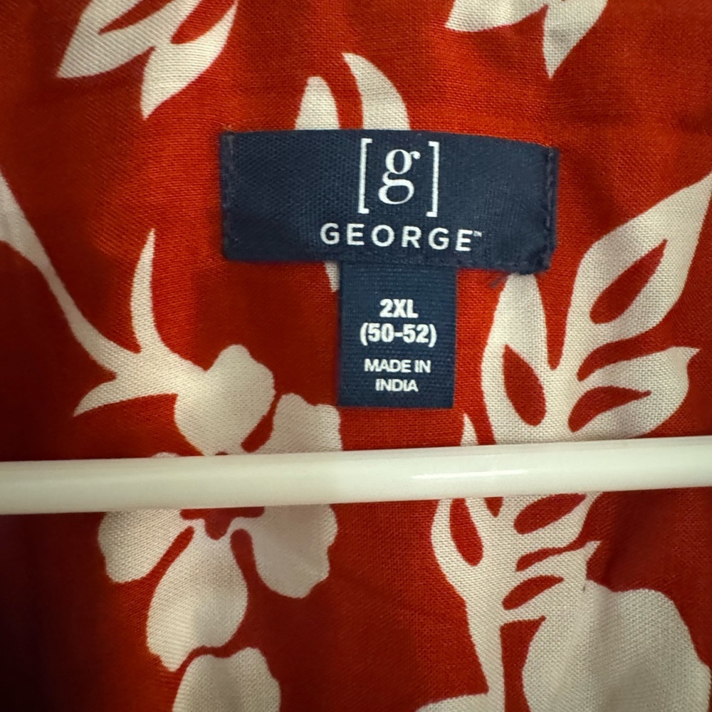 George Red and White Floral Men's Shirt - Picture 3 of 6